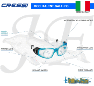 OCCHIALINI GALILEO CRESSI T.GLASS BLUE